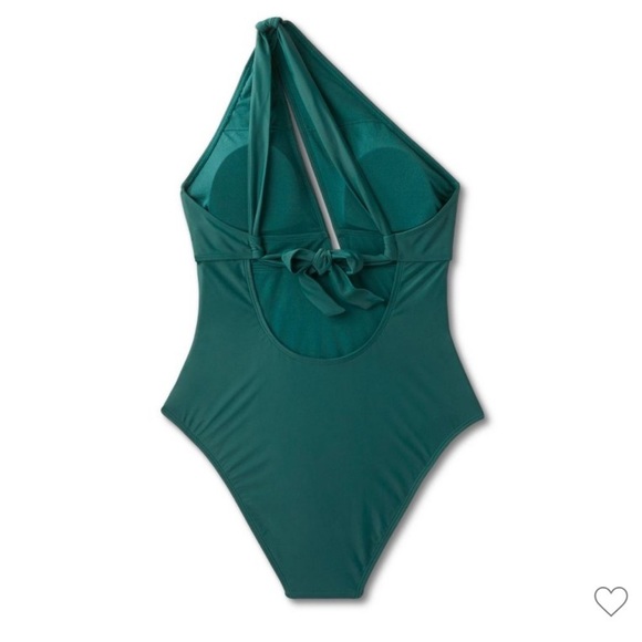 NWT! Shade & Shore One Shoulder Plunge Cut Out One Piece Swimsuit - Green - Picture 3 of 14